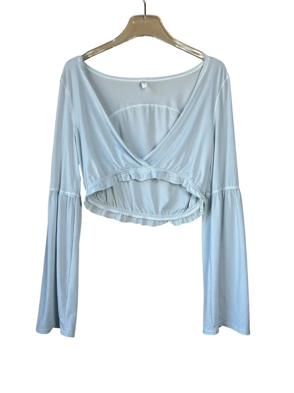 Free People Movement Movin On Up Light Blue Tissue Weight Crop Top